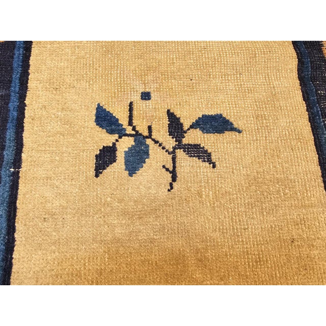 Late 19th Century Chinese Peking Rug, Hand-Knotted Wool, Tan & Navy, 3' x 5' For Sale - Image 11 of 15