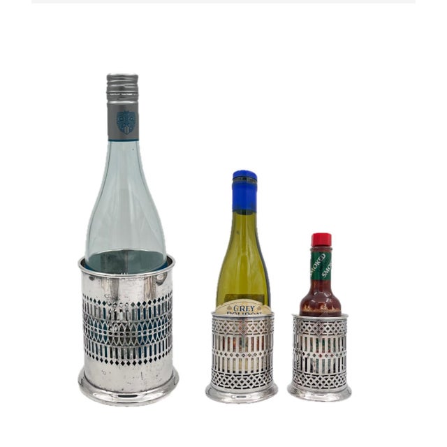 Mid 20th Century Mid-Century Sheffield Silver Co. Silverplate Pierced Wine Bottle Holder For Sale - Image 11 of 11