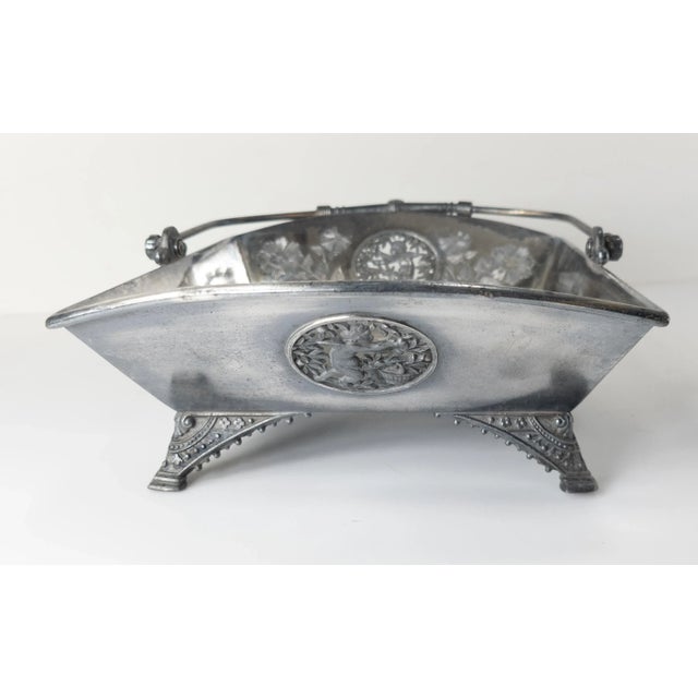 Metal 19th Century American Victorian Silverplate Basket With Cat For Sale - Image 7 of 12