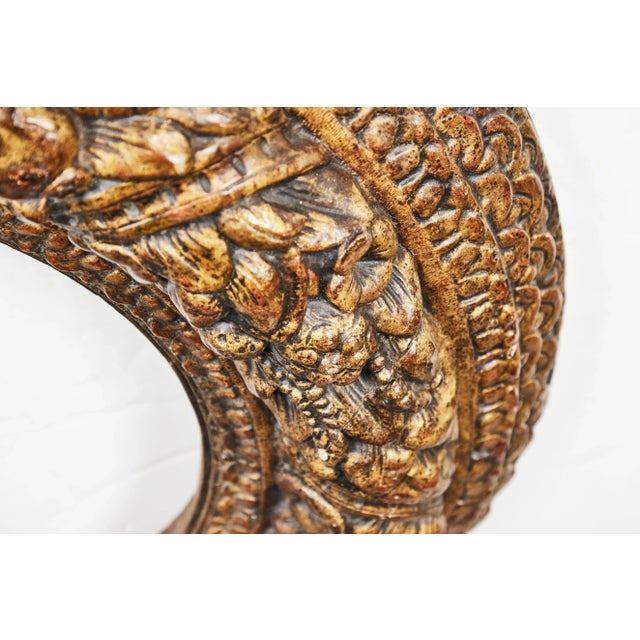 Wood Hand Carved, 17th Century Frame With Inset New Antique Look Mirror For Sale - Image 7 of 8