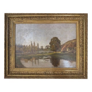 Friedrich Fennel, River Landscape, Oil Painting on Canvas, Framed For Sale