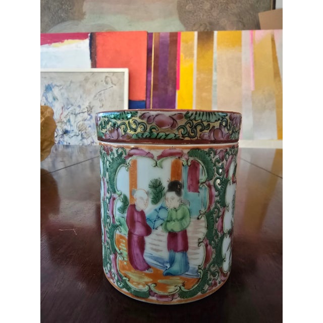 Mid 19th Century Antique Chinese Porcelain Mandarin Box Tea Caddy For Sale - Image 9 of 11