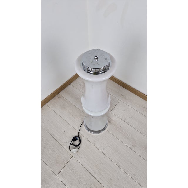 Bamboo Floor Lamp in Milk Glass and Chrome by Enrico Tronconi, 1950s, in Very Good conditions. Designed 1950 to 1959 This...