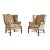 Pair of English Georgian Cigar Leather Wingback Library Chairs For Sale