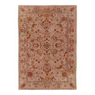 Vintage Oushak Rug With Floral Medallion & Turkish Botanical Design - Rug & Kilim For Sale