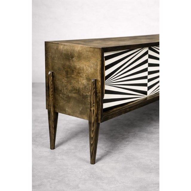 Scandinavian Sideboard in Birch with Hand-Painted Op-Art Pattern, 1960s For Sale - Image 4 of 18