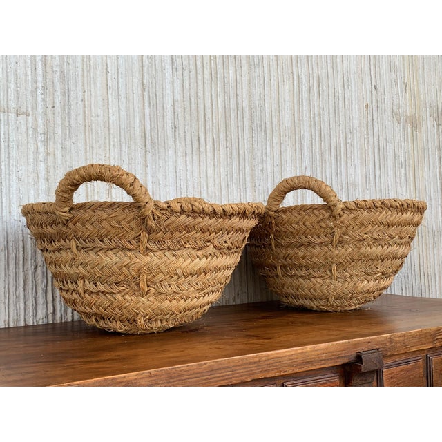 Late 19th Century Set of 8 Spanish Woven Wicker Olive Grape Harvest Basket For Sale - Image 14 of 18