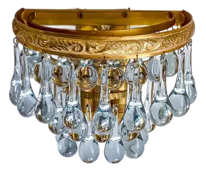 Hollywood Regency Precious Tear Drop Crystal Glass & Gilt Brass Sconce by Christoph Palme for Palwa, 1970s