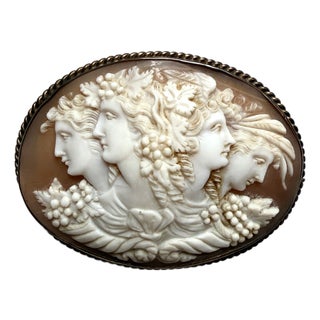 Antique Cameo Brooch 14k, Italy For Sale