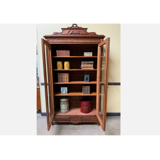 Brown Antique Art Nouveau China Display Cabinet, 1910 For Sale - Image 8 of 11