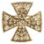 Vintage Collectible Rhinestone Maltese Cross in the Manner of Chanel Brooch Gold Tone For Sale