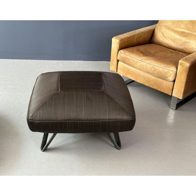 Pouf with Black Square Pillow and Iron Legs For Sale - Image 4 of 5