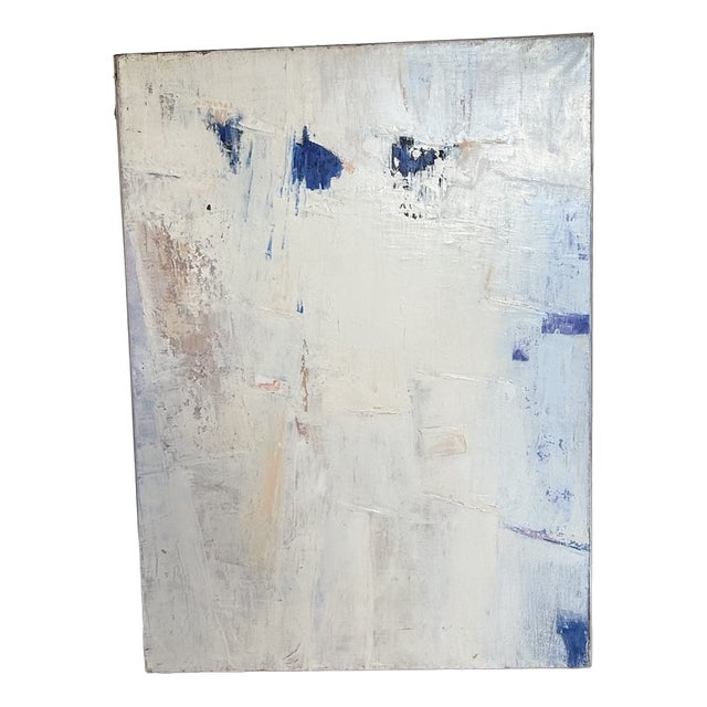 Abstract White Canvas, Oil Painting, 20th Century For Sale