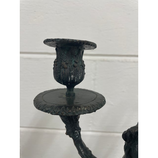 Metal 19th Century Italian Bronze and Iron Cherub Candelabra Sculpture For Sale - Image 7 of 10