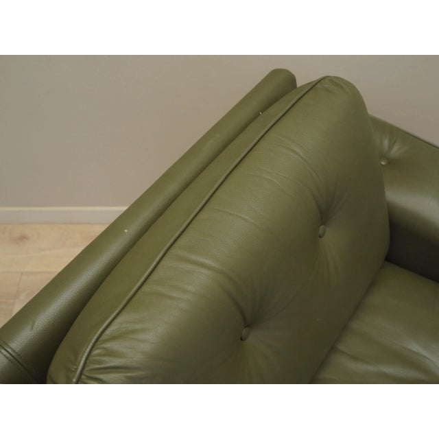 Vintage Danish Green Leather Sofa, 1970s For Sale - Image 12 of 18