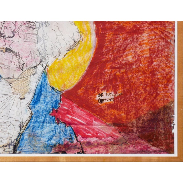 Ike E. Morgan “Untitled” Orange, Blue & Yellow Abstract Portrait of George Washington, 1990s For Sale - Image 9 of 12
