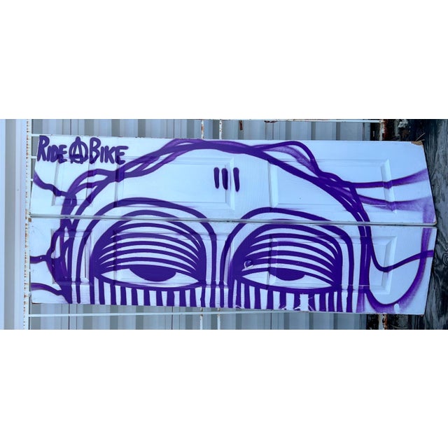 Wood Ahol Sniffs Glue, Miami Graffiti Legend Ahol Sniffs Glue Large Spray Painting on Doors Sculpture, 2023 For Sale - Image 7 of 16