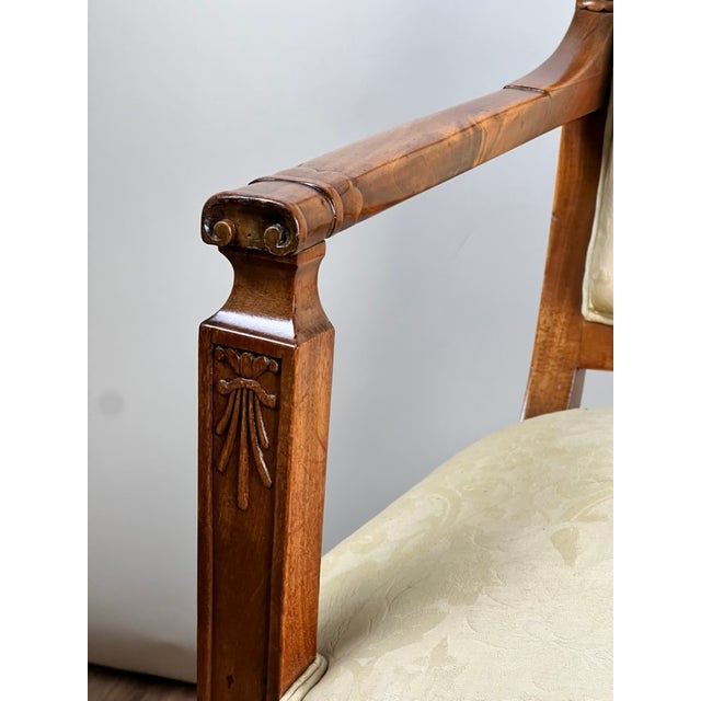 Late 19th Century Antique French Directoire Style Fauteuil Open Arm Chair in Sapelle Mahogany C. Late 19th Century For Sale - Image 5 of 10