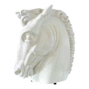 1970's Italian Mid-Century Modern White Ceramic Roman Horse Sculpture