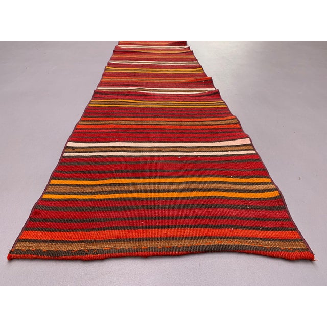 Turkish Narrow Kilim Runner Rug For Sale - Image 3 of 7