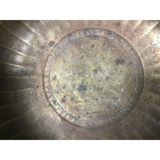 Chinese Large Antique Chinese Brass Bowl For Sale - Image 3 of 8