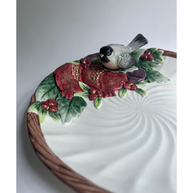 1993 Fitz & Floyd "Winter Fruit" Chickadee Porcelain Plate For Sale - Image 12 of 18