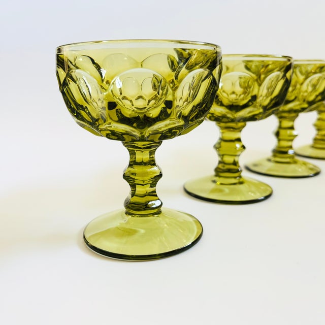 Mid 20th Century Provincial Green Coupe Glasses by Imperial Glass - Set of 4 For Sale - Image 5 of 10