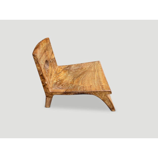 Andrianna Shamaris Sculptural Teak Wood Spa Chair For Sale - Image 4 of 6