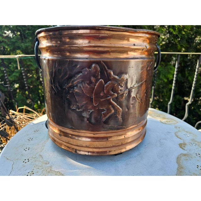 Art Deco Copper and Wood Container for Fireplace, 1940s For Sale - Image 6 of 8