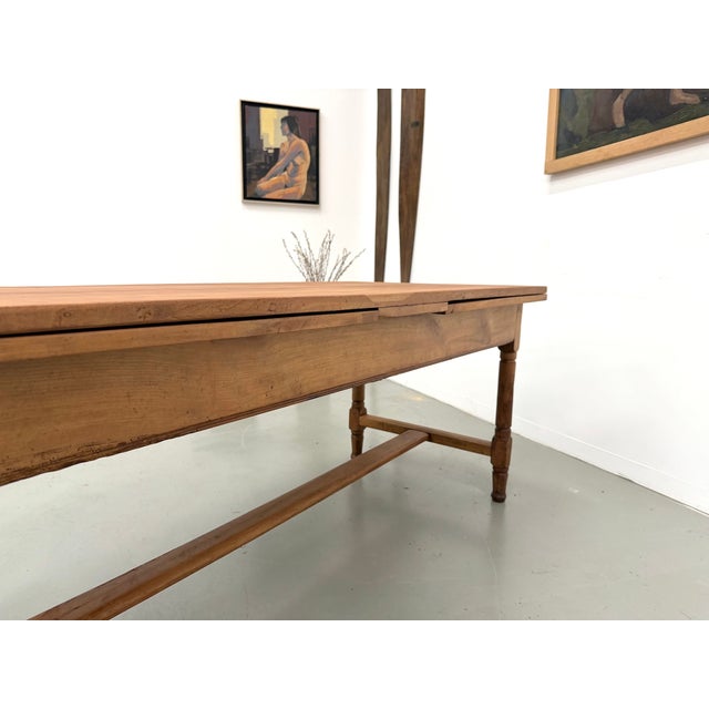 Large Extendable Farmhouse Table in Cherry Wood, 1890s For Sale - Image 6 of 18