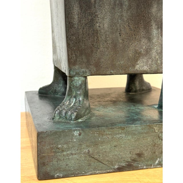 Monumental French Moderne Verdigris Bronze Vase , Manner of Gilbert Poillerat For Sale - Image 14 of 18