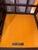 Bernhardt Pair of Lounge Chairs and Ottoman, Dark Wood Frames, Orange Cushions For Sale In Charlotte - Image 6 of 6