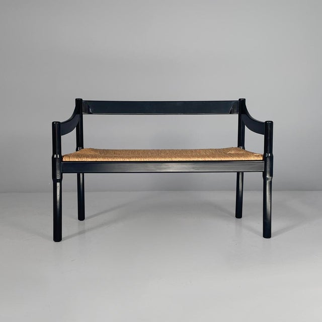 Italian modern bench Carimate by Vico Magistretti for Cassina, 1970s Bench model Carimate in black lacquered wood with a...