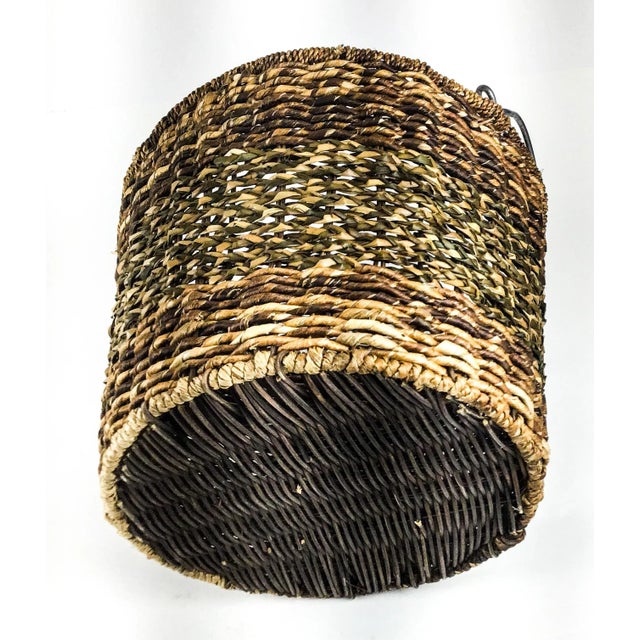 Vintage XL Metal Handle Multi Use Wicker Basket For Sale - Image 11 of 13