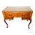 Vintage 1930s Queen Anne Style Burl Wood Writing Desk With Beveled Glass Top For Sale