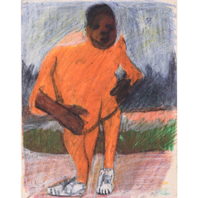Track Star - Abstracted Portrait of an African American Man in Pastel on Paper Bold and imaginative pastel drawing of a...