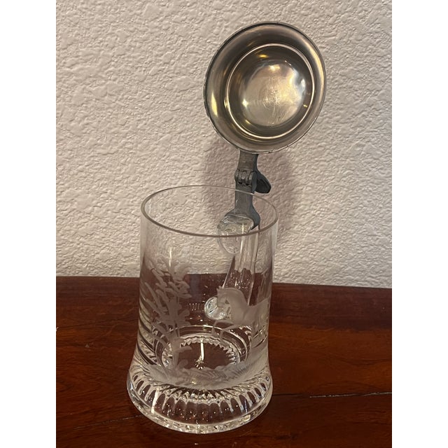 Mid 20th Century Mid 20th Century Crystal and Pewter German Beer Stein W/ Etching of Horse For Sale - Image 5 of 5