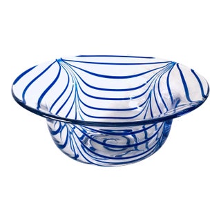 Vintage Metropolitan Museum of Art Cobalt Blue & Clear Art Glass Bowl For Sale