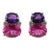 Christina Addison Large Gum Drop Earrings With Amethyst and Pink Topaz and Diamonds - a Pair For Sale
