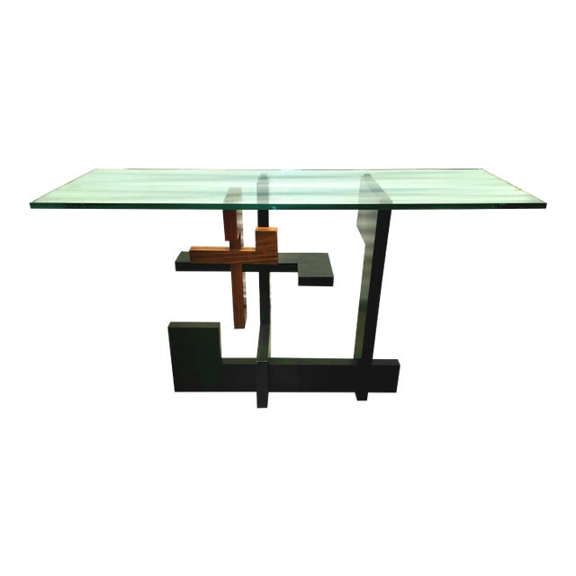 Jeffrey Greene Design Studio Solid State Glass Top Console For Sale