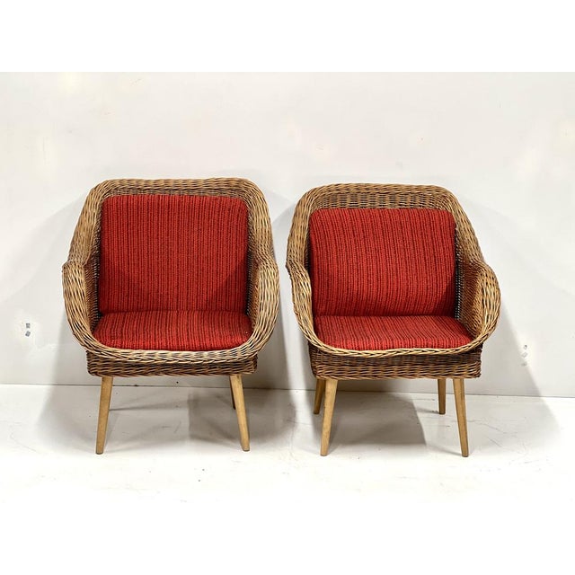 Set of Rattan Lounge Chairs, 1960s For Sale - Image 9 of 18