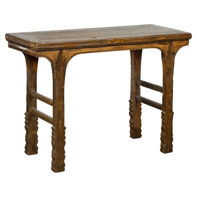 Rustic Chinese Qing Dynasty 19th Century Console Table with Carved Legs For Sale - Image 13 of 13