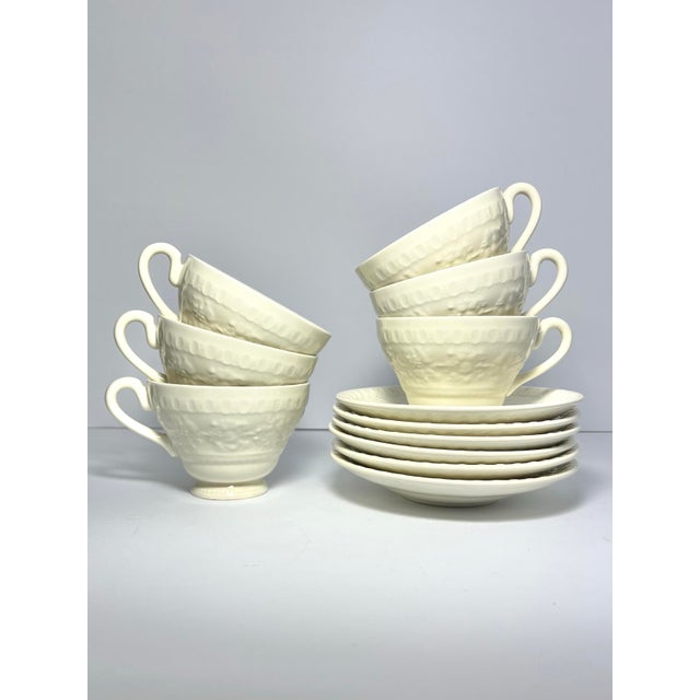 Wedgwood “Wellesley” Set of 6 Ceramic Tea Cups 2 3/4” 8oz & Saucers 5 3/4” Excellent condition. No chips, cracks, or...