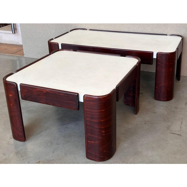 Set of Mid-Century Modern Coffee Tables with Curved Legs and White Top For Sale - Image 17 of 18