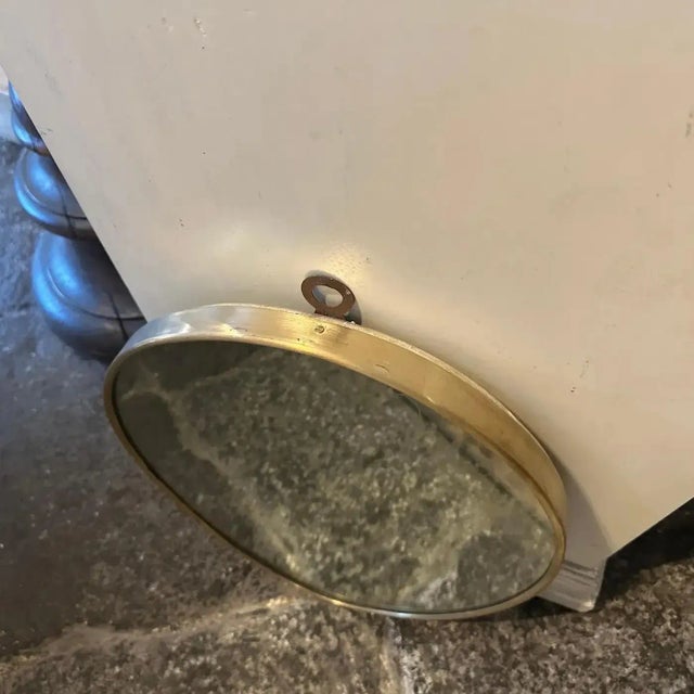 Brass 1950s Giò Ponti Style Mid-Century Modern Brass Italian Oval Wall Mirror For Sale - Image 8 of 9