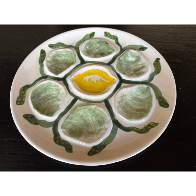 Mid-Century Modern Belon Oyster Plates from Pornic Pottery MBFA, 1950s, Set of 10 For Sale - Image 3 of 12
