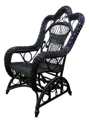 Victorian Wicker Spring Rocking Chair in Black
