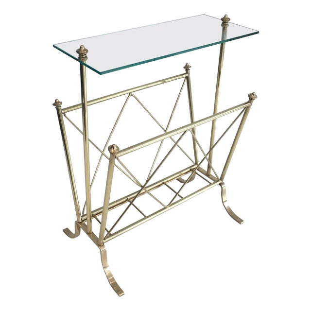 Neoclassical Brass and Glass Magazine Rack. French Work by Maison Jansen For Sale