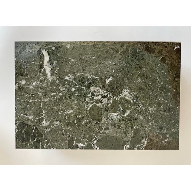 Mid-20th Century Green Marble Hinged Box With Brass Mounts & Black Felt Lining For Sale - Image 9 of 12