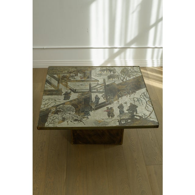 Incredible custom Laverne Coffee Table from the 1960s Philip and Kelvin Laverne Chan Series. In a very rare square shape,...